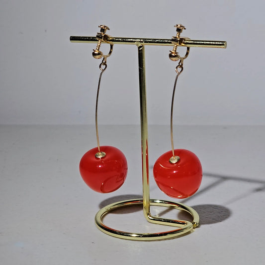 Exquisite cherry design clip on earrings elegant style
