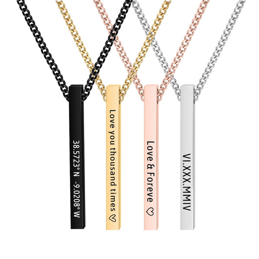 Engraved Bar Name Necklaces