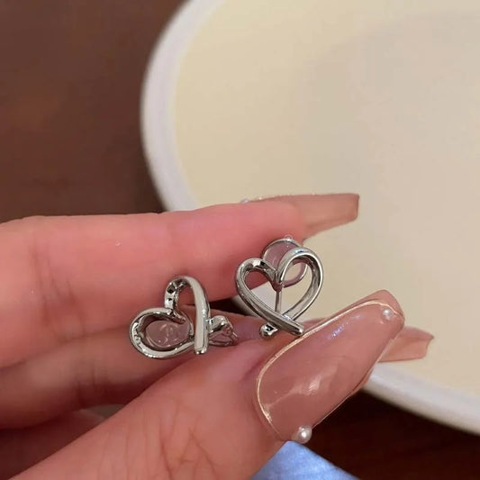Clip On Earrings Heart Hoop Earring No Piercing Hoops