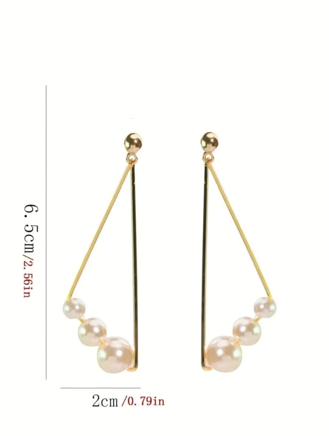 Pearl Triangles Shape Clip On Earrings