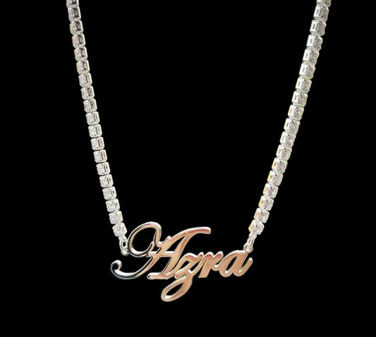 Custom Name Necklaces with Tennis Chain Name  Necklaces Personalised Crystal Pendant