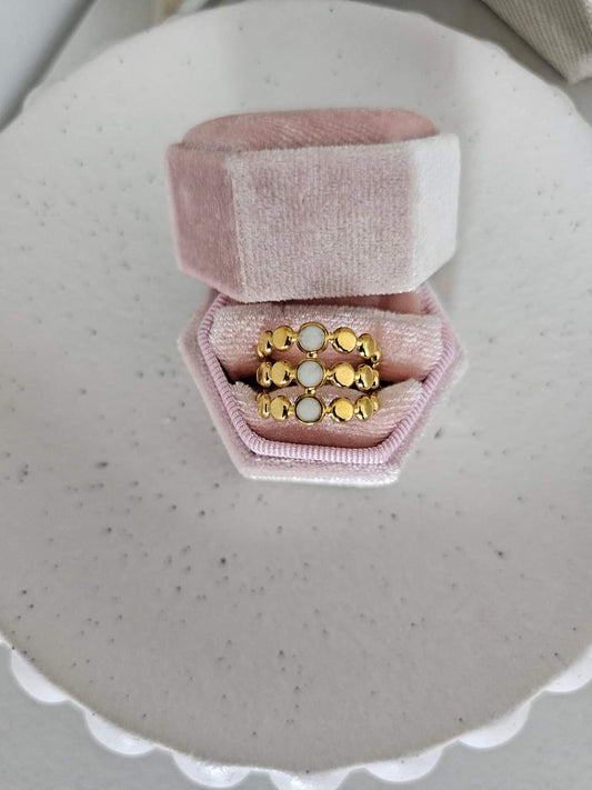 Bohemian Gold Color White Enamel Open Rings Luxury Irregular Stainless Steel Adjustable Finger Ring