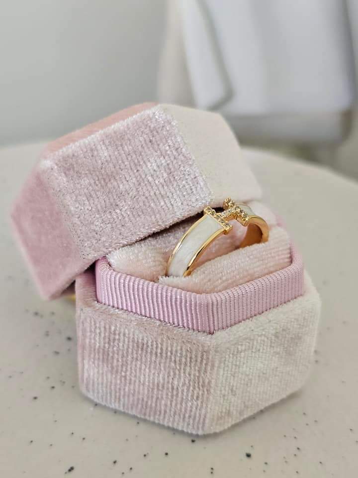 Zircon Rings Adjustable H Letter Gold Color Ring Stainless Steel