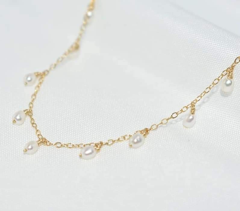 14K Gold Filled Natural Pearl Necklace Gold Choker Handmade Pendants Collier Femme Kolye Collares Boho Pearl Jewelry