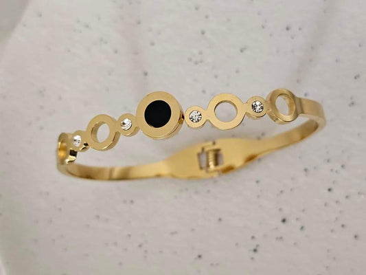 Black Shell Roman Numeral Titanium Steel Bangle