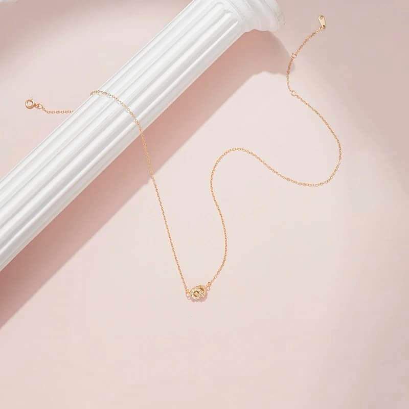 925 Sterling Silver Necklace 14K Yellow Gold Plated Double Cross Circles of Clear Cubic Zirconia Choker