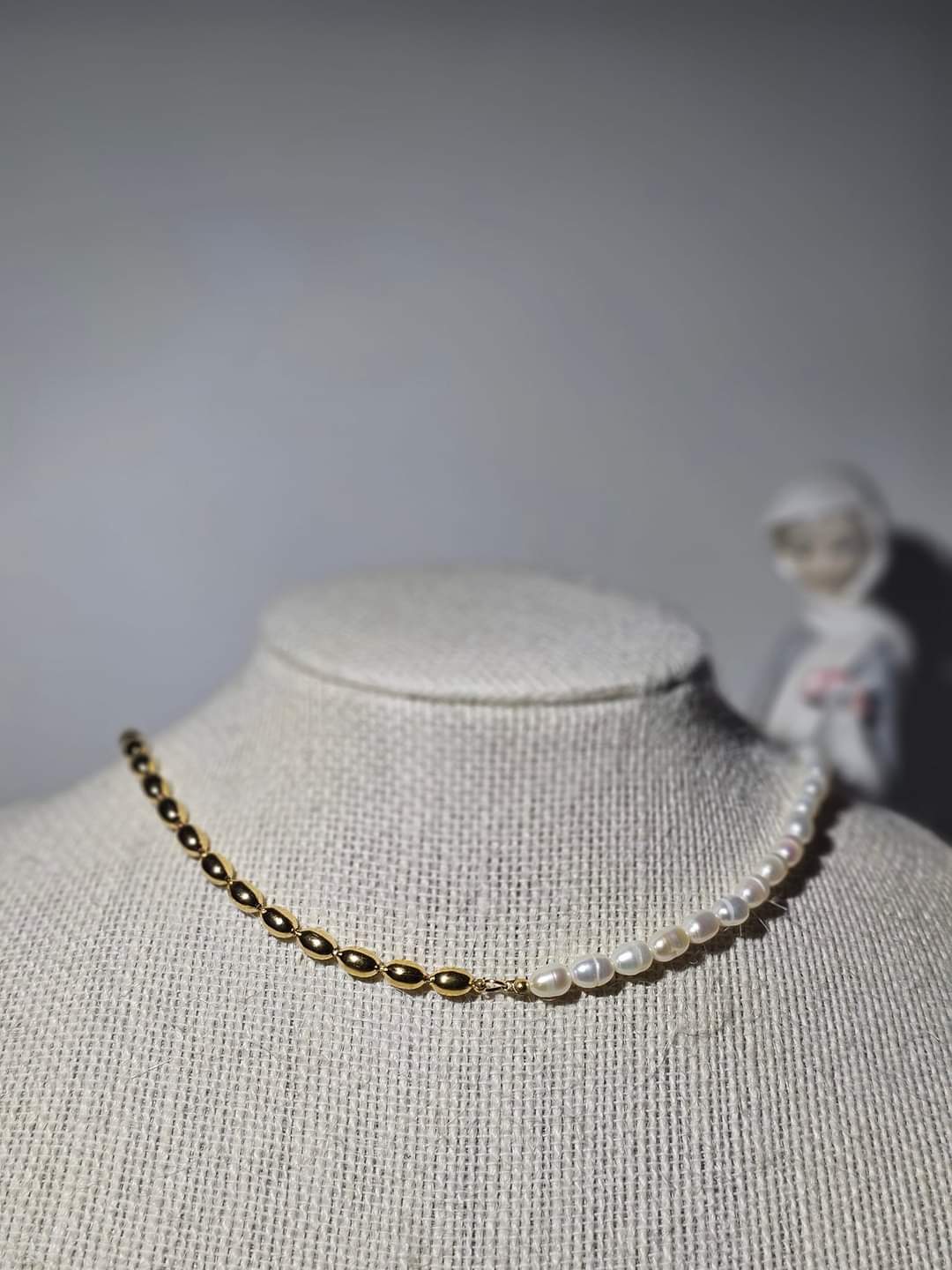 Pearl Beads Necklace Titanium Steel Beaded Freshwater Pearls Choker Necklace