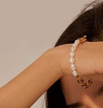 Natural Pearl Toggle-Clasps Chain Bracelet High Quality Stainless Steel 18 K Metal Bracelet