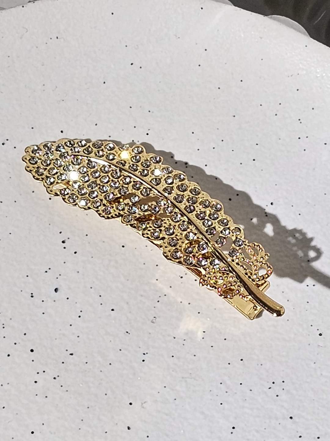 Cubic Zirconia Leaf HairClip Handmade