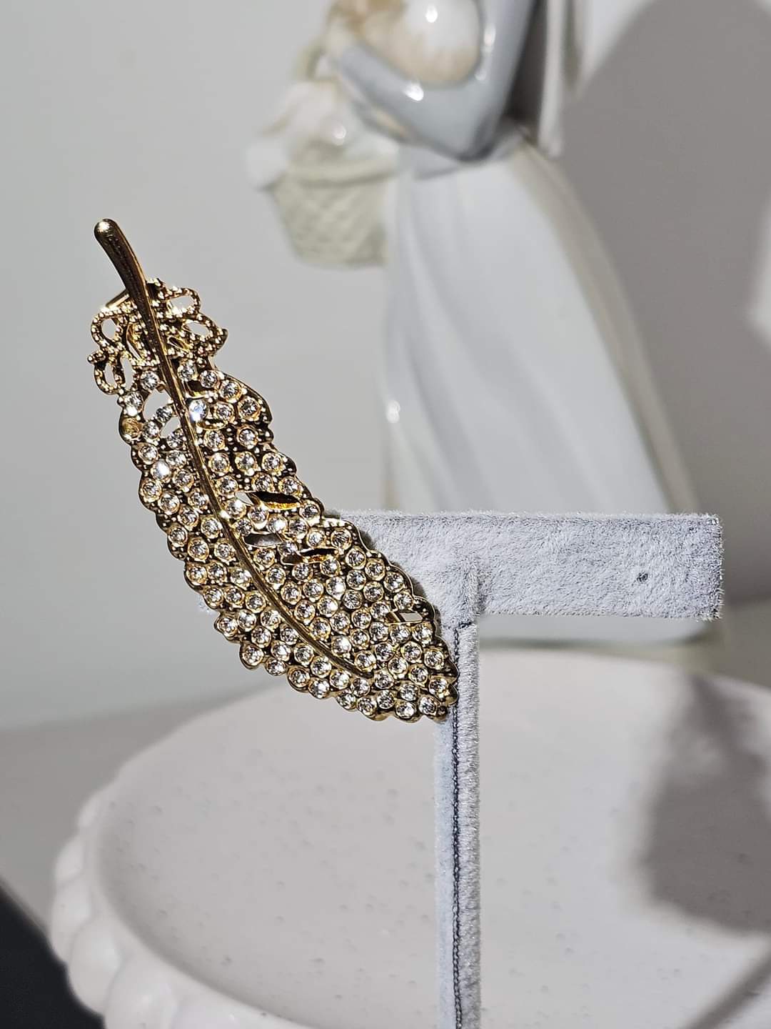 Cubic Zirconia Leaf HairClip Handmade