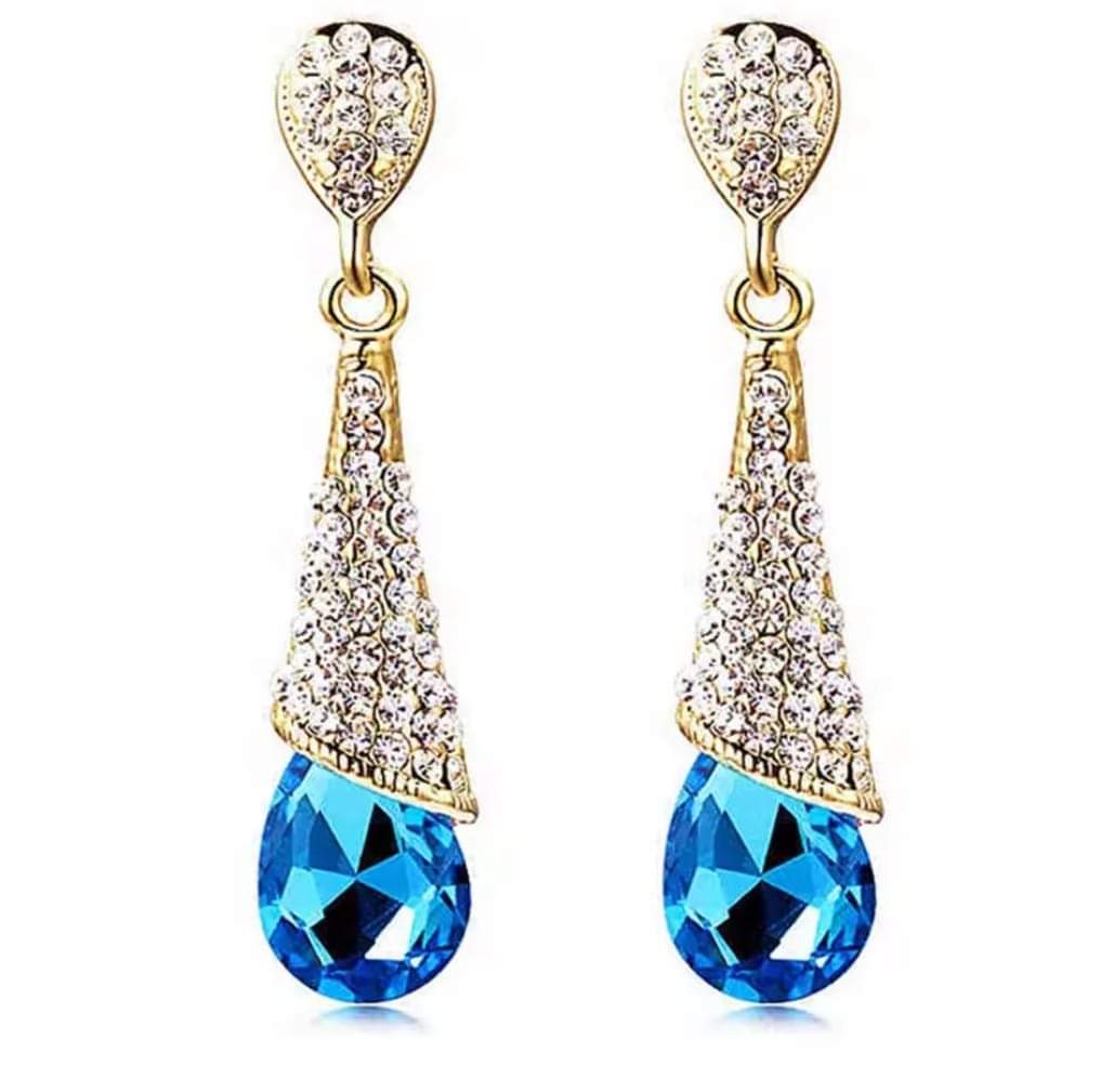 Rhinestone Crystal Long Clip on Earrings Non Pierced