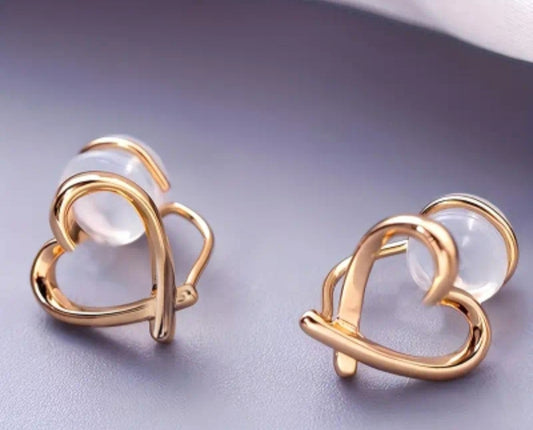 Gold Shape Heart Clip-On Earrings
